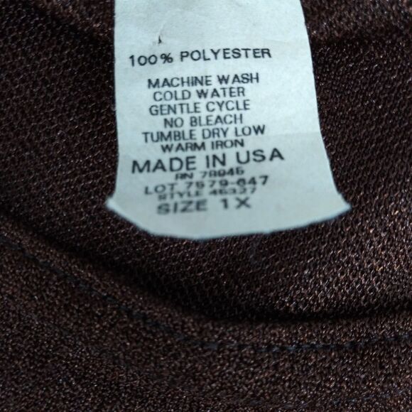 City Sites Shirt Womens Brown Size 1X Short Sleeve Pullover Blouse Top - Picture 5 of 5